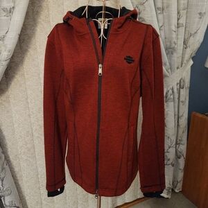 Womens Brick Red Hooded Harley Davidson Jacket